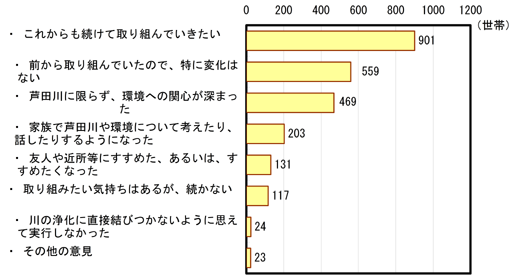 「水質浄化の取り組みを実行して、感じられたこと、行動の変化等はいかがですか？」グラフ